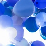 Blue balloons in the air